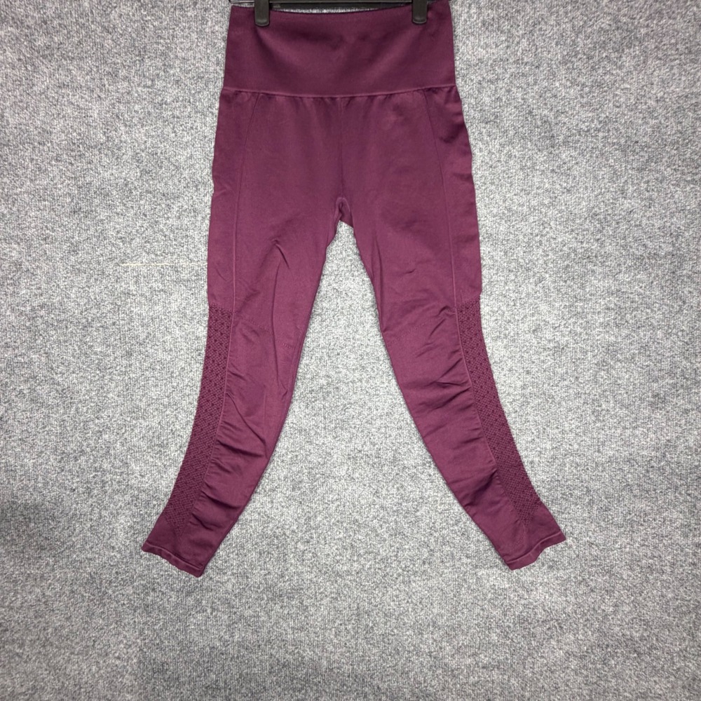 Fabletics Womens High Waisted Seamless Mesh Leggings Burgundy Size XS 7/8 Length - Picture 2 of 6
